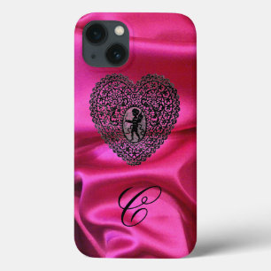 CUPID LACE HERZ SEIDEN ROSA STOFF MONOGRAMM,Schwar Case-Mate iPhone Hülle