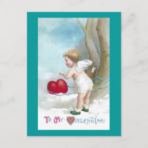 Cupid leitet Herz, wohin zu gehen Postkarte