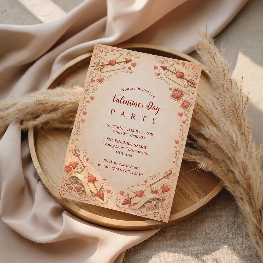 Cupid Liebesbriefe Valentinsfeier Einladung