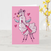 Cupid Llama Valentine Spaß Karte (Gelbe Blume)