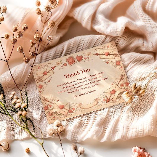Cupid Love Letters Valentine Party Dankeskarte
