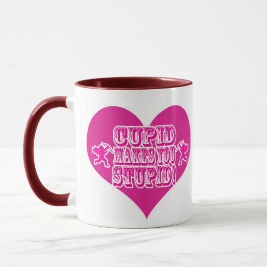 Cupid macht dich zum stupiden Funny Valentine Logo Tasse (Links)