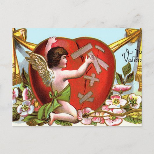 Cupid Mending Broken Heart Feiertagspostkarte (Vorderseite)