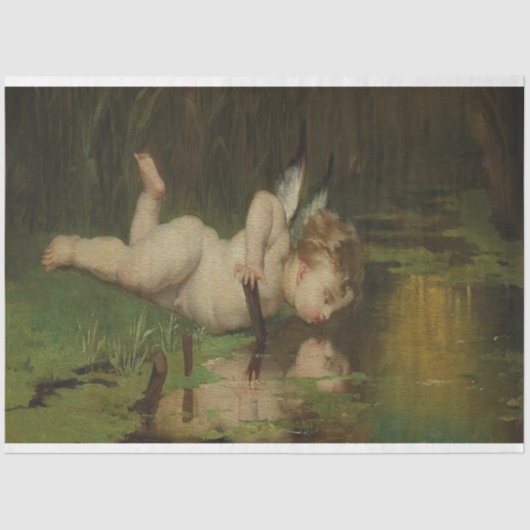 Cupid mit Blick auf die Ölmalerei des Flusses Seidenpapier (Vorderseite)