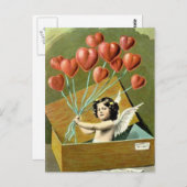 Cupid mit Heart Bouquet Postkarte (Vorne/Hinten)