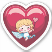 Cupid mit rotem Herz und rosa Pfeil Aufkleber (Vorderseite)