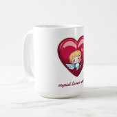 Cupid mit rotem Herz und rosa Pfeil Kaffeetasse (Vorderseite Links)