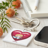 Cupid mit rotem Herz und rosa Pfeil Schlüsselanhänger (Vorderseite rechts)
