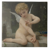 Cupid mit Schmetterling (von Bouguereau) Fliese (Vorderseite)