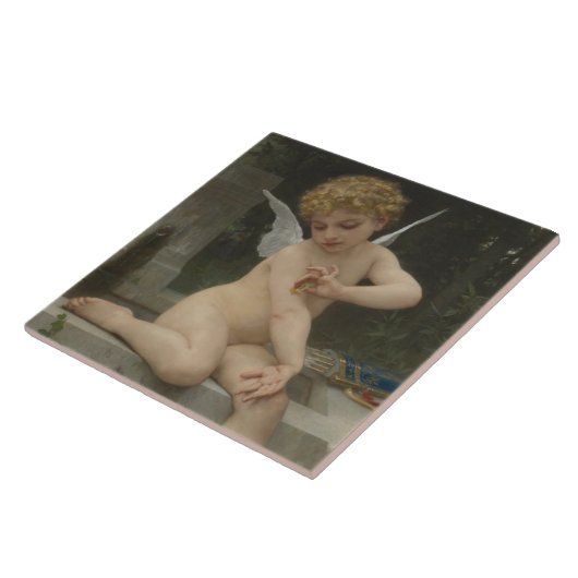 Cupid mit Schmetterling (von Bouguereau) Fliese (Seite)