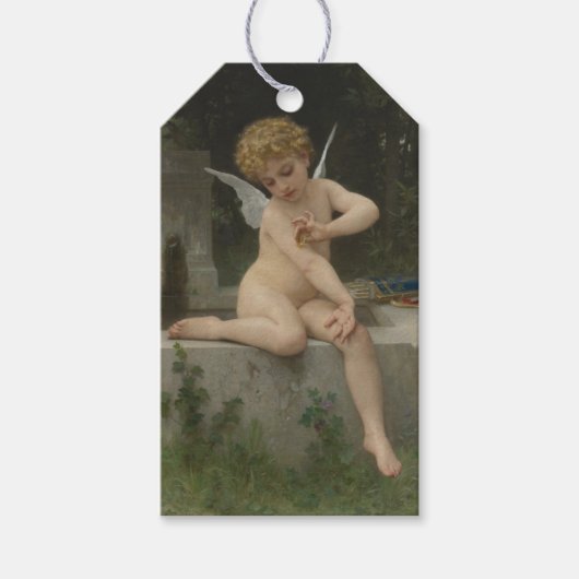 Cupid mit Schmetterling (von Bouguereau) Geschenkanhänger (Vorderseite)