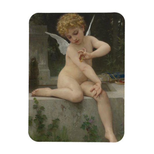 Cupid mit Schmetterling (von Bouguereau) Magnet (Vertikal)