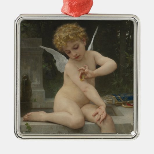 Cupid mit Schmetterling (von Bouguereau) Ornament Aus Metall (Vorne)