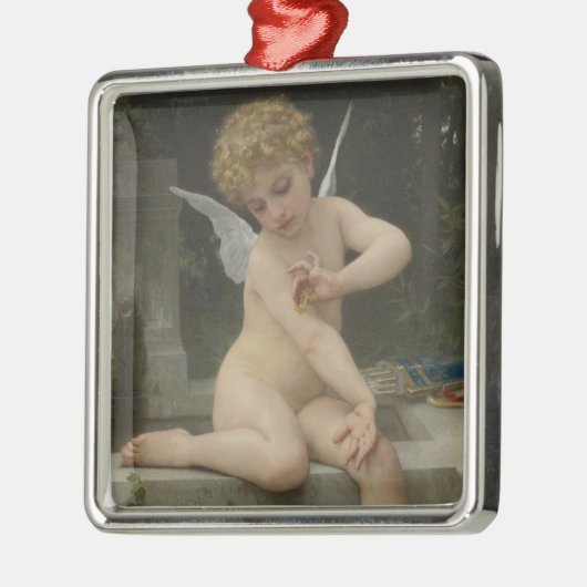 Cupid mit Schmetterling (von Bouguereau) Ornament Aus Metall (Links)