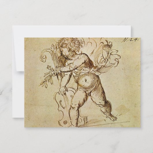 Cupid mit Violine von Domenico Campagnola (Vorderseite)