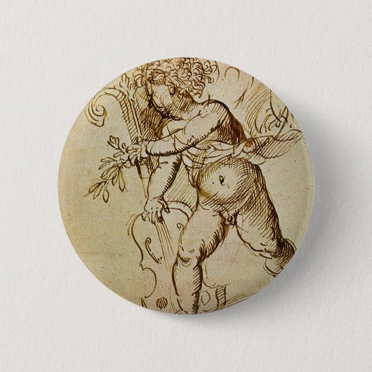 Cupid mit Violine von Domenico Campagnola Button (Vorderseite)