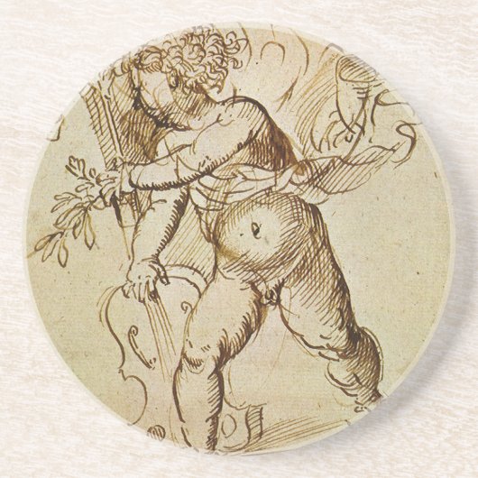 Cupid mit Violine von Domenico Campagnola Getränkeuntersetzer (Vorne)