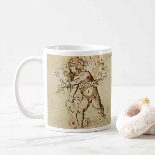 Cupid mit Violine von Domenico Campagnola Kaffeetasse (Mit Donut)