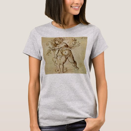 Cupid mit Violine von Domenico Campagnola T-Shirt (Vorderseite)