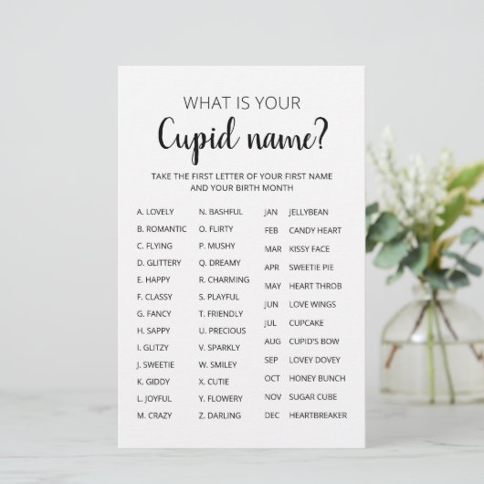 Cupid Name Game Valentine's Day Party (Stehend Vorderseite)