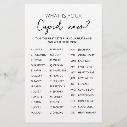 Cupid Name Game Valentine's Day Party (Vorderseite)