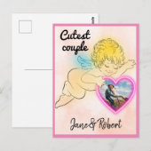 Cupid Paar Foto Save the Date Postkarte (Vorne/Hinten)
