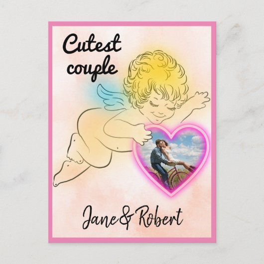 Cupid Paar Foto Save the Date Postkarte (Vorderseite)