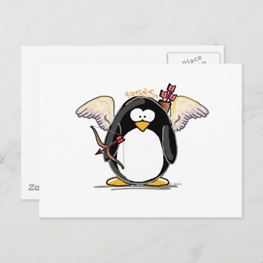 Cupid Penguin Postkarte (Vorne/Hinten)