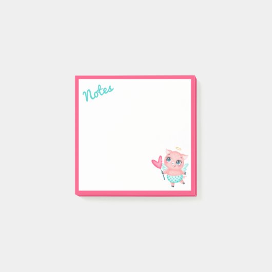 Cupid Pig Post-It Notes Klebezettel (Vorderseite)