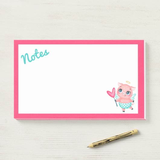Cupid Pig Post-It Notes Klebezettel (Auf Schreibtisch)