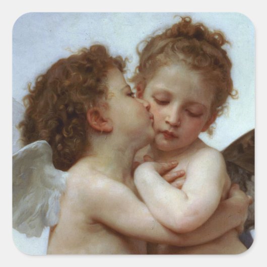 Cupid & Psyche als Kinder Valentine Quadratischer Aufkleber (Vorderseite)