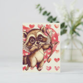 Cupid Raccoon Postkarte (Stehend Vorderseite)