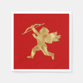Cupid Red Gold Valentine Serviette (Vorderseite)