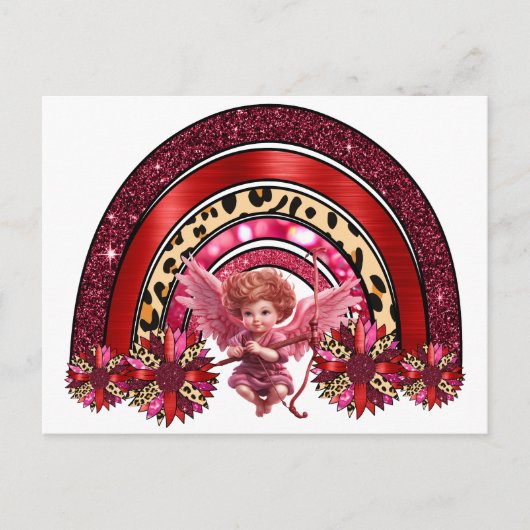 Cupid Regenbogenvalentin's Day Liebe Bogen Pfeil L Postkarte (Vorderseite)