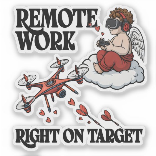 Cupid Remote Work, Valentine’s Day Aufkleber (Vorderseite)