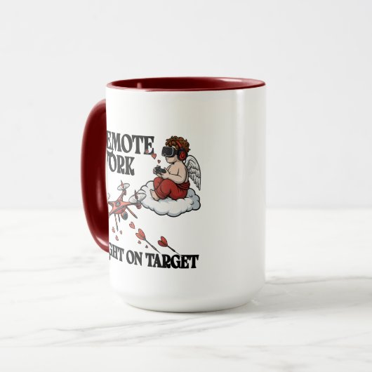 Cupid Remote Work, Valentine’s Day Tasse (Vorderseite Links)