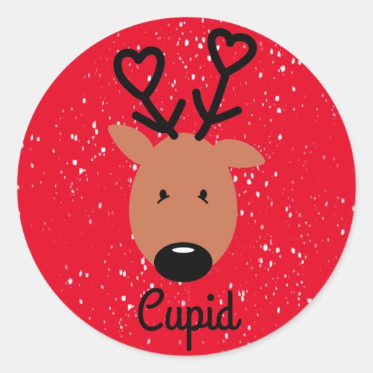 Cupid Rentier Classic Round Aufkleber (Vorderseite)