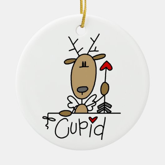 Cupid Rentier Weihnachtsgeschenke und Geschenke Keramikornament (Vorne)