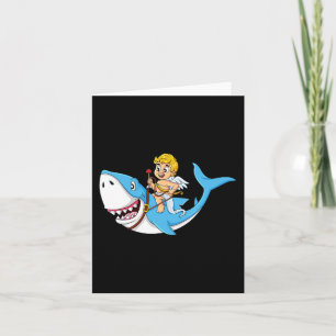 Cupid Riding Shark Valentinstag Fun Boys Girls K Karte