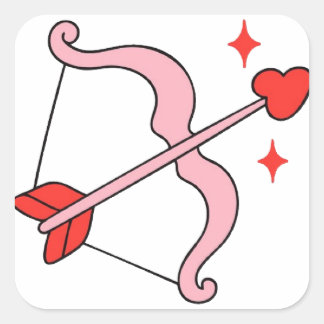 Cupid’s Bow and Arrow of Love – Cute Valentine Ill Quadratischer Aufkleber