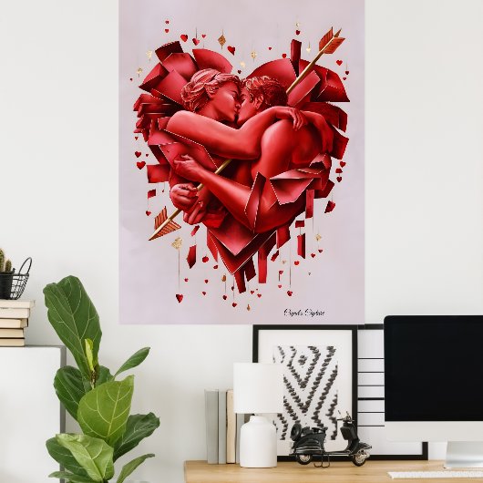 Cupid’s Capture - Modern Romantic Abstract Art Poster (Heimbüro)