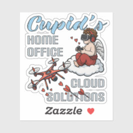 Cupid’s Home Office, Drone Valentine’s Day Aufkleber
