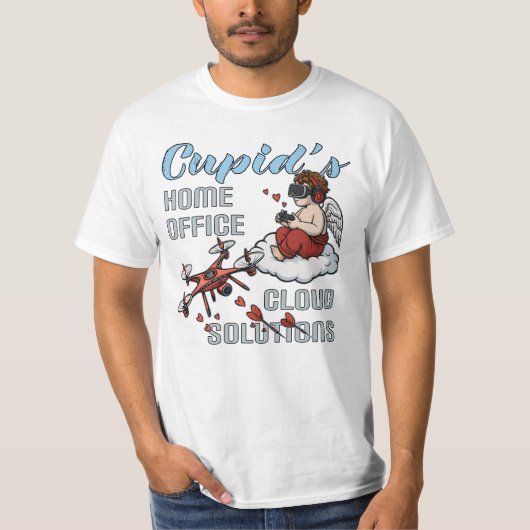 Cupid’s Home Office, Drone Valentine’s Day T-Shirt (Vorderseite)