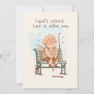 Cupid’s retired. Love is online now Feiertagskarte