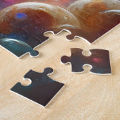 Cupid schießt seinen Pfeil an einem festgeklemmten Puzzle (Seite)