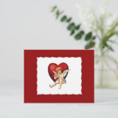 Cupid & Seiner Flute - Valentine Postkarte (Stehend Vorderseite)