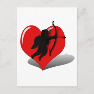 Cupid Silhouette & Herz Postkarte