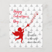 Cupid spielt Musik am Valentinstag Postkarte (Vorderseite)