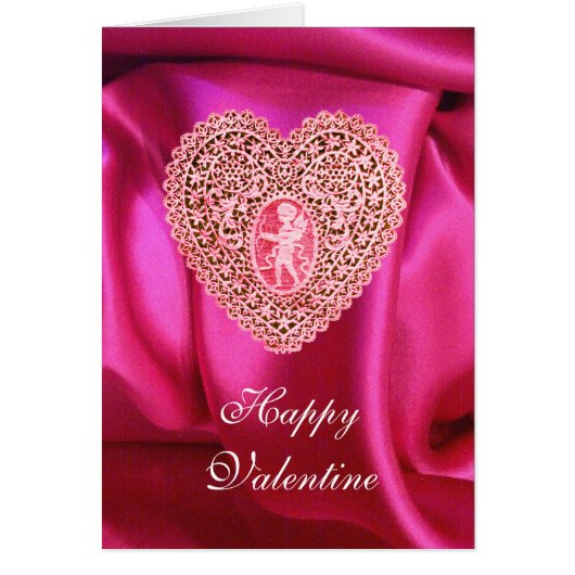 CUPID SPITZE HERZ SEIDE FUCHSIA ROSA STOFF (Vorne)