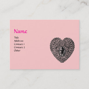 CUPID SPITZEN-HERZ-MONOGRAMM ,rosa, fuchsia Visitenkarte